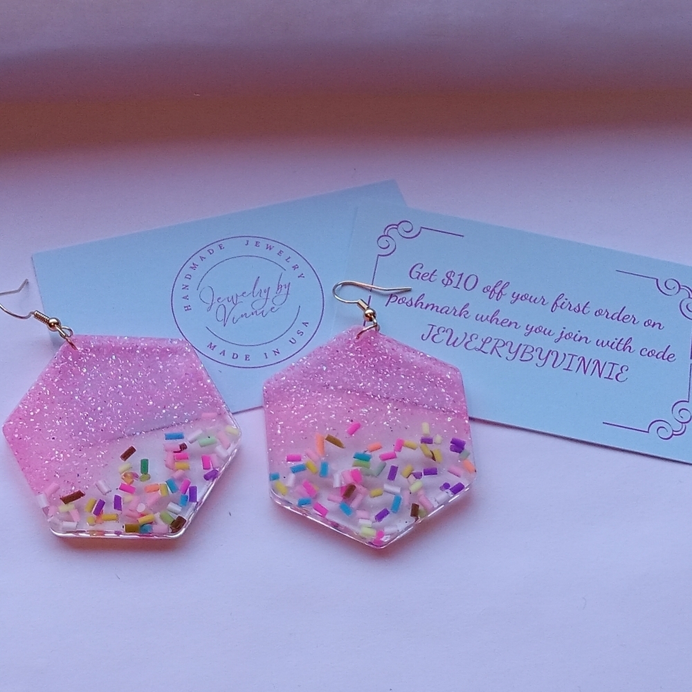 Hand Crafted Resin Earrings Cupcakes & Sprinkles Collection - Picture 3 of 6